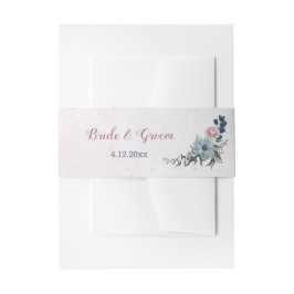 Romantische rosa Blumen Grüne Hochzeit Einladungsbanderole