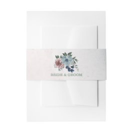 Romantische rosa Blumen Grüne Hochzeit Einladungsbanderole