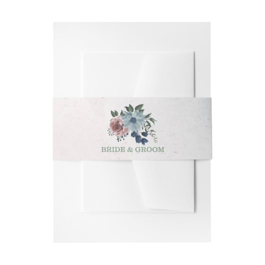 Romantische rosa Blumen Grüne Hochzeit Einladungsbanderole (Vorderseite Beispiel)