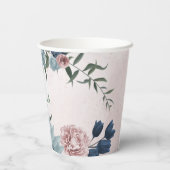 Romantische rosa Blumen, Grünpflanzen Pappbecher (Rückseite)