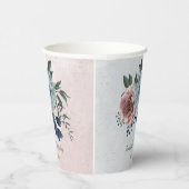 Romantische rosa Blumen, Grünpflanzen Pappbecher (Rechts)