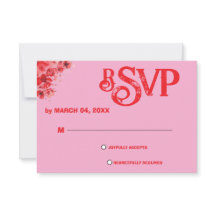 Romantische rosa Blumen-Hochzeits-RSVP