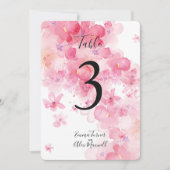 Romantische rosa Blumen | Tischnummernkarten Einladung (Vorderseite)