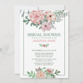 Romantische Rosa Blumendusche Einladung (Vorderseite)