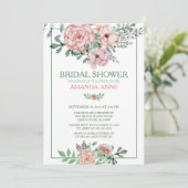 Romantische Rosa Blumendusche Einladung (Stehend Vorderseite)