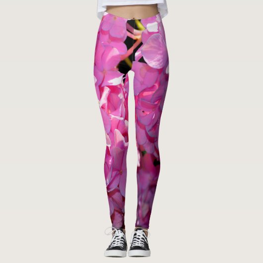 Romantische rosa, blumengeschmückte, elegante Hydr Leggings (Vorderseite)