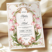 Romantische Rosa Blumengrün Einladung Hochzeit