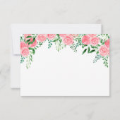 Romantische Rosa Blumengrün Typografie Hochzeit RSVP Karte (Rückseite)