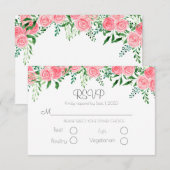 Romantische Rosa Blumengrün Typografie Hochzeit RSVP Karte (Vorne/Hinten)