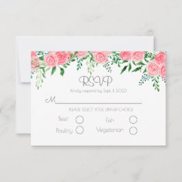 Romantische Rosa Blumengrün Typografie Hochzeit RSVP Karte