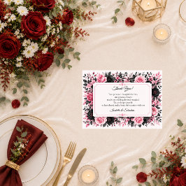 Romantische rosa Blumenhochzeit Dankeskarte