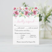 Romantische Rosa Blumenhochzeit RSVP Karte (Stehend Vorderseite)