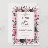 Romantische rosa Blumenhochzeit Save The Date (Vorderseite)