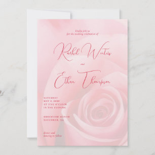 Romantische rosa Blumenhochzeits-Einladung Einladung