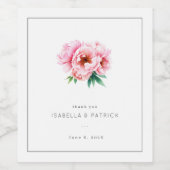 Romantische rosa Blumenillustration Weinetikett (Einzelnes Label)