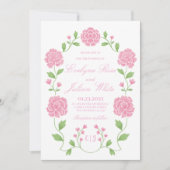 Romantische Rosa Blumenkarte Einladung (Vorderseite)