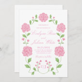 Romantische Rosa Blumenkarte Einladung (Vorne/Hinten)