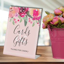 Romantische rosa Blumenkarten & Brautparty Sockelschild