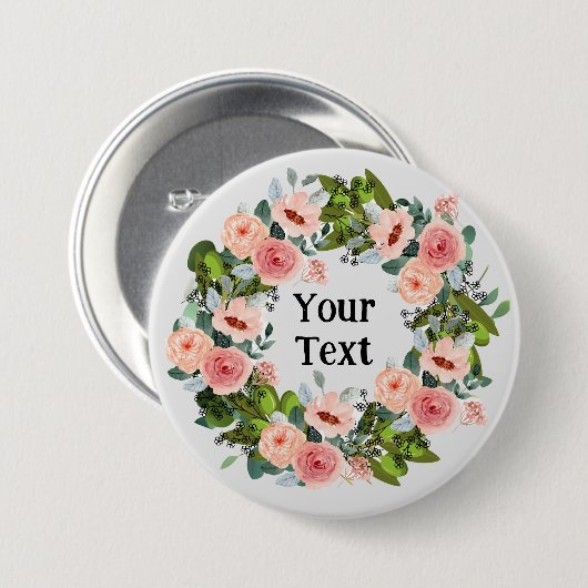 Romantische rosa Blumenreath Lapel Embrace Button (Vorne & Hinten)