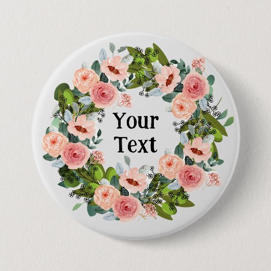 Romantische rosa Blumenreath Lapel Embrace Button (Vorderseite)