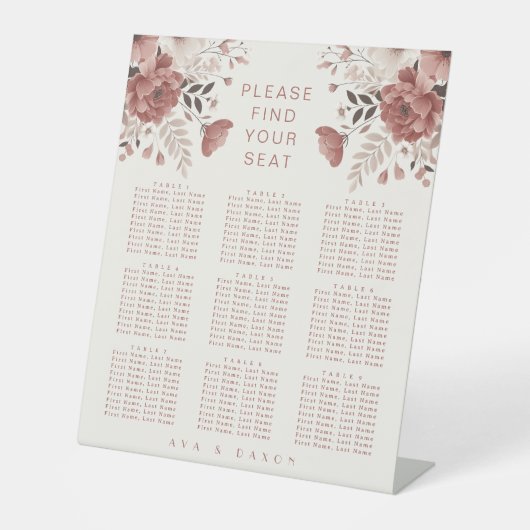 Romantische Rosa Blumenstühle Sockelschild (Vorderseite)