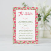 Romantische Rosa Blumenzwiebeldetails Begleitkarte (Stehend Vorderseite)