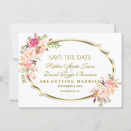 Romantische Rosa Blush Bloral Gold Hochzeit Save The Date