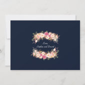 Romantische Rosa Blush Blume Hochzeit Navy Blue Save The Date (Rückseite)