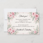 Romantische rosa Blüten Dankeskarte (Vorderseite)