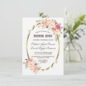 Romantische Rosa Blütenblüte Probe Abendessen Einladung (Stehend Vorderseite)