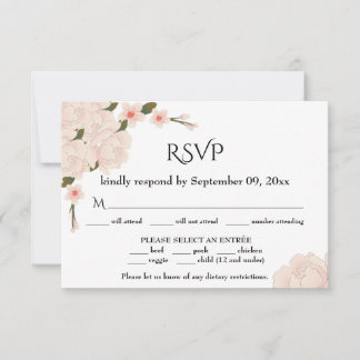 Romantische rosa Blütenblütenhochzeit RSVP Karte