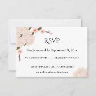 Romantische rosa Blütenblütenhochzeit RSVP Karte