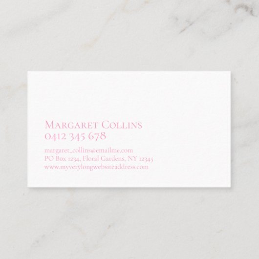 Romantische Rosa Blütenfarbe Visitenkarte (Rückseite)