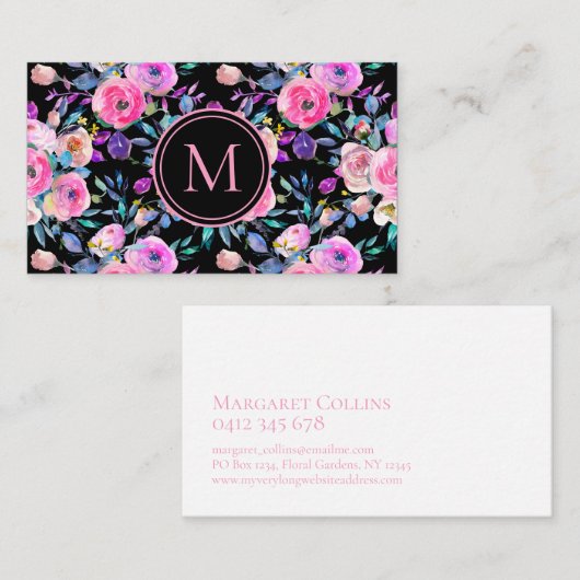 Romantische Rosa Blütenfarbe Visitenkarte (Vorne/Hinten)