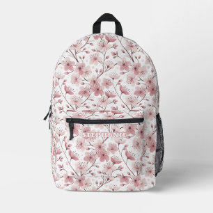 Romantische rosa Blütenzweige weiße Floral Bedruckter Rucksack