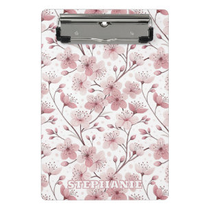 Romantische rosa Blütenzweige weiße Floral Mini Klemmbrett