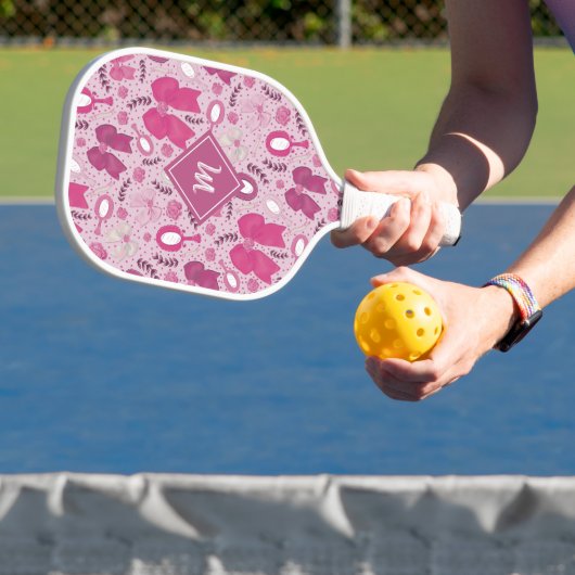 Romantische rosa Bögen und Rose Pickleball Schläger (InSitu)