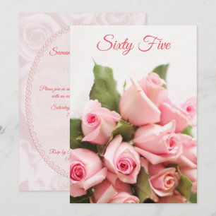 Romantische Rosa Bouquet 65. Geburtstag Einladung