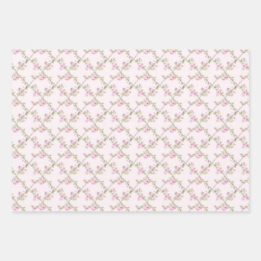 Romantische Rosa Cabbage-Rose | Shabby-Hütte Geschenkpapier Set (Vorderseite 3)