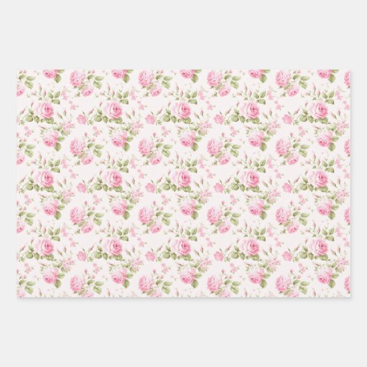 Romantische Rosa Cabbage-Rose | Shabby-Hütte Geschenkpapier Set (Vorderseite 2)
