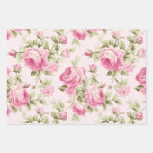 Romantische Rosa Cabbage-Rose | Shabby-Hütte Geschenkpapier Set (Vorderseite)