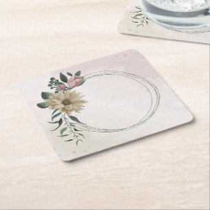 romantische rosa & Champagner Blumen Rechteckiger Pappuntersetzer