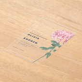 Romantische rosa Chrysanthemum Botanische Hochzeit Acryleinladungen (Ablage )