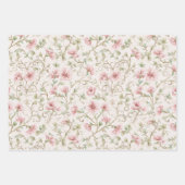 Romantische rosa Creme-Blume Geschenkpapier Set (Vorderseite 3)