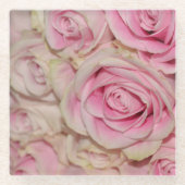 Romantische rosa Creme-Rose Glasuntersetzer (Vorderseite)