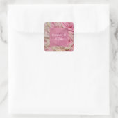Romantische Rosa Creme Rose Hochzeit Quadratischer Aufkleber (Tasche)