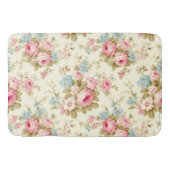 Romantische Rosa Englische Rose auf blassgelb Badematte (Vorderseite)