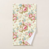 Romantische Rosa Englische Rose auf blassgelb Badhandtuch Set (Handtuch)