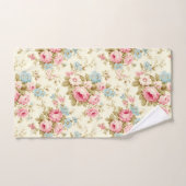 Romantische Rosa Englische Rose auf blassgelb Badhandtuch Set (Handtuch)