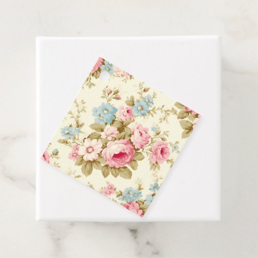 Romantische Rosa Englische Rose auf blassgelb Geschenkanhänger (Beispiel)